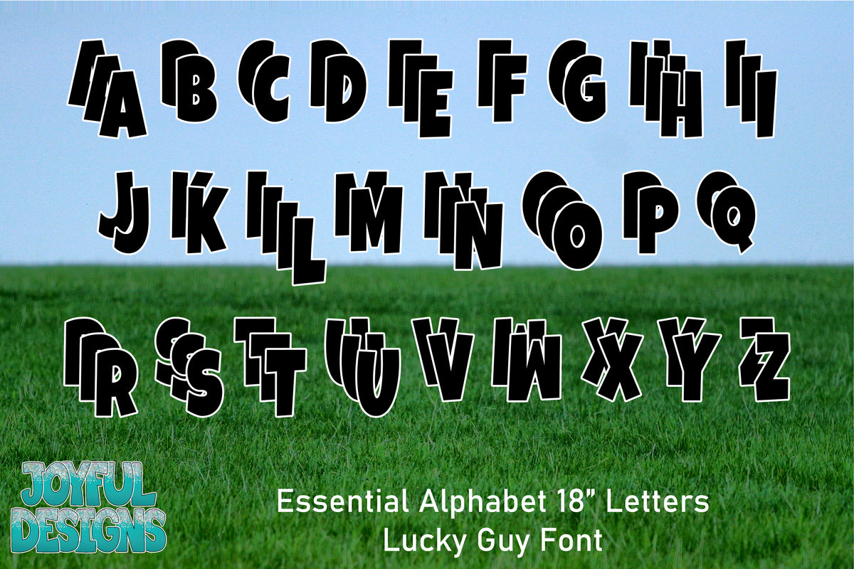 Essential Alphabet 64 Pieces - Lucky Guy Font - 18" Letters - Pick Your Color