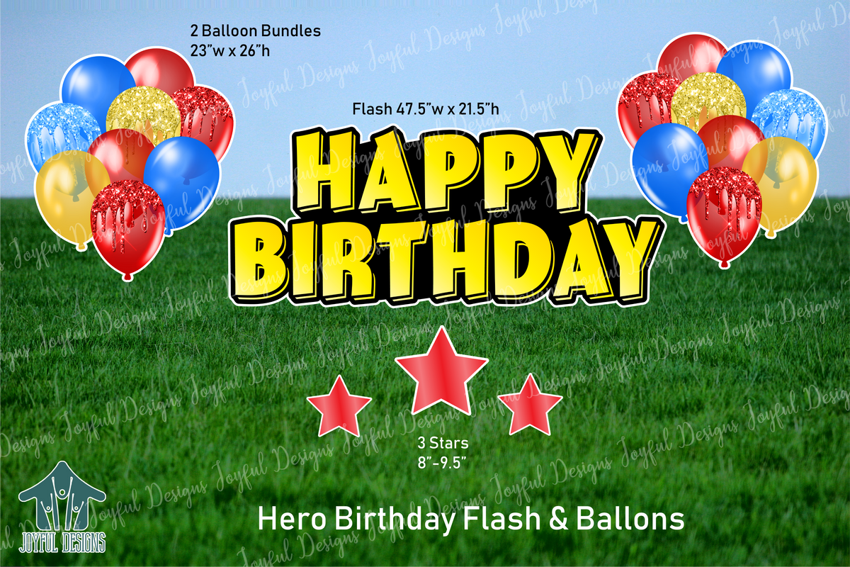 Hero Birthday Centerpiece & Balloons