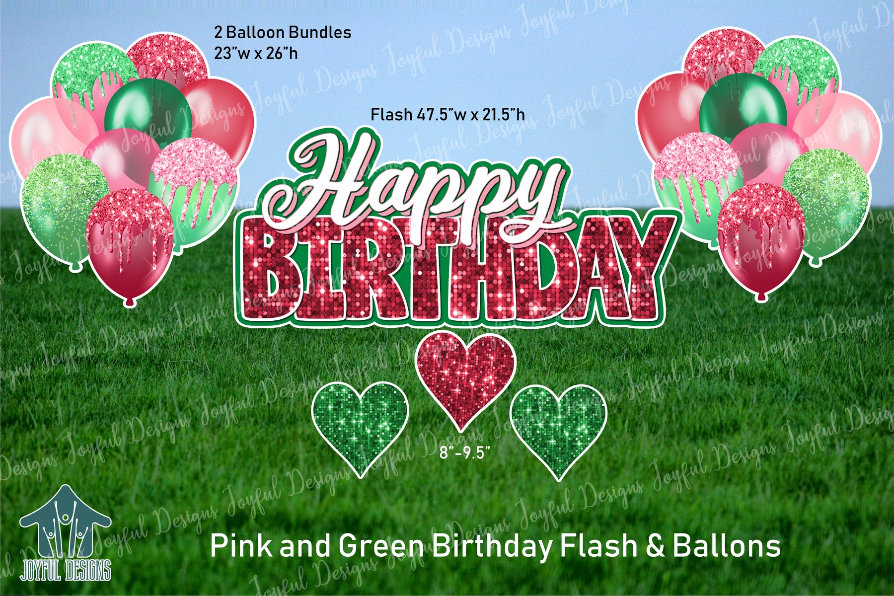 Pink and Green Birthday Centerpiece and Balloons