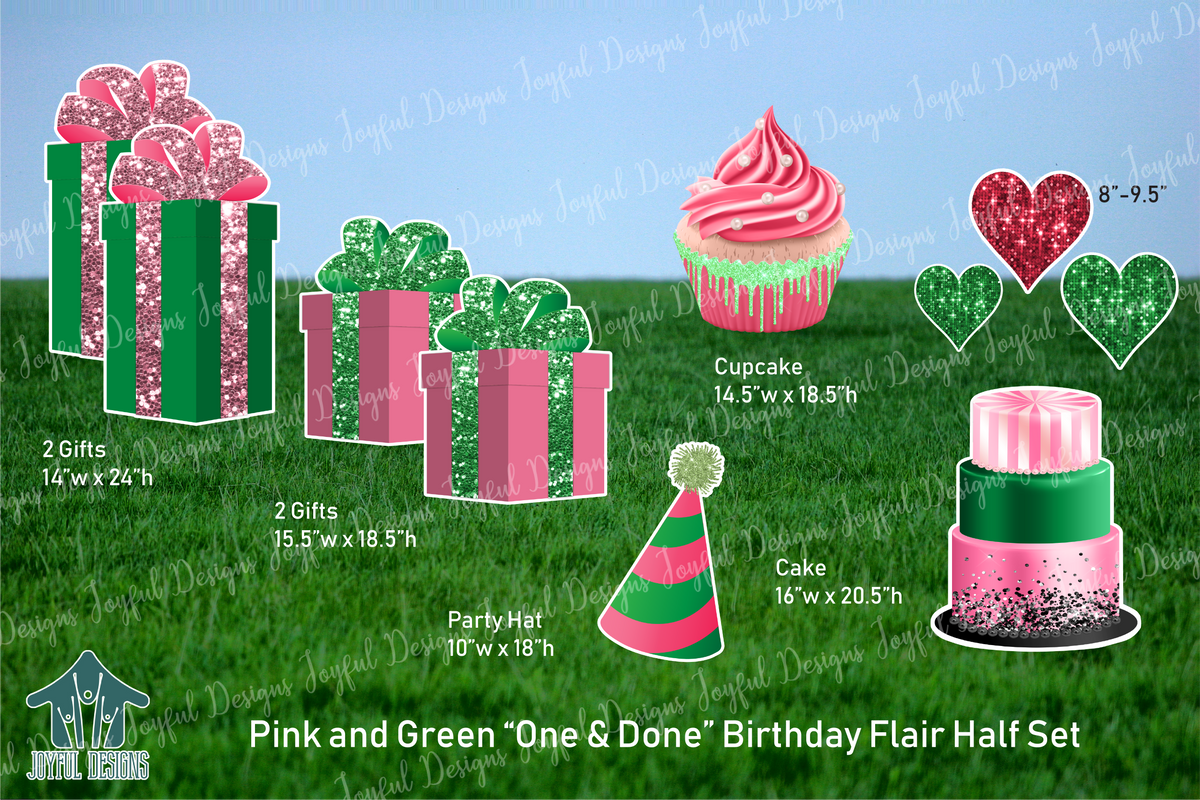Pink and Green "One and Done" Birthday set