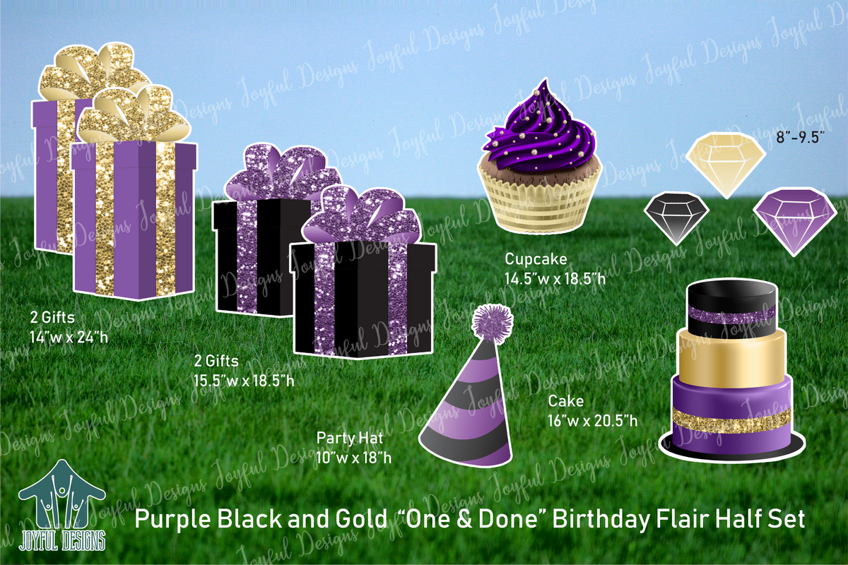 Purple Black and Gold Birthday Flair