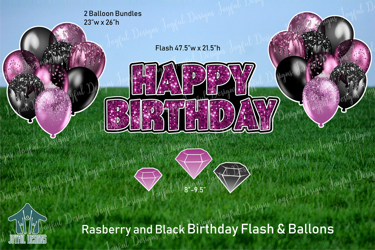 Raspberry & Black "One and Done" Birthday Set
