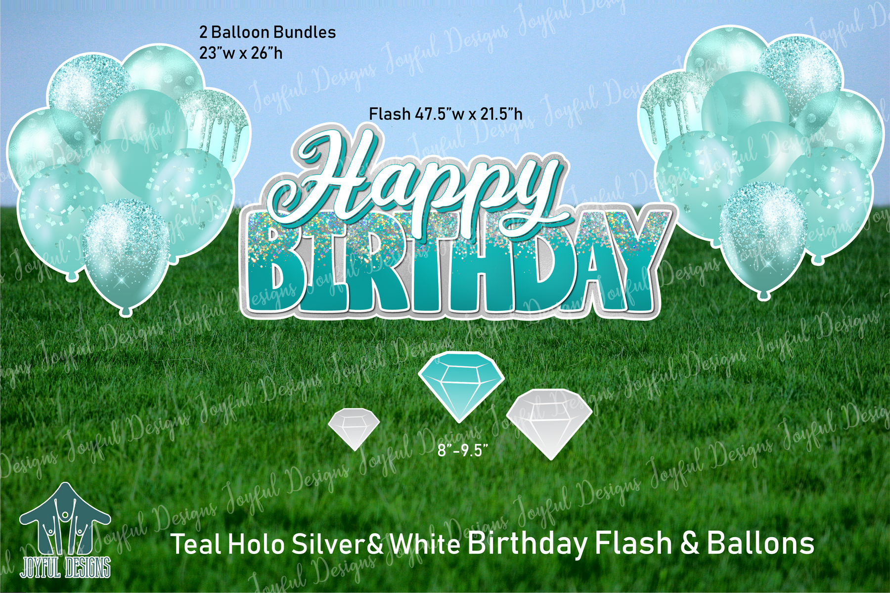 Teal Holo Silver and White "One and Done" Birthday Set