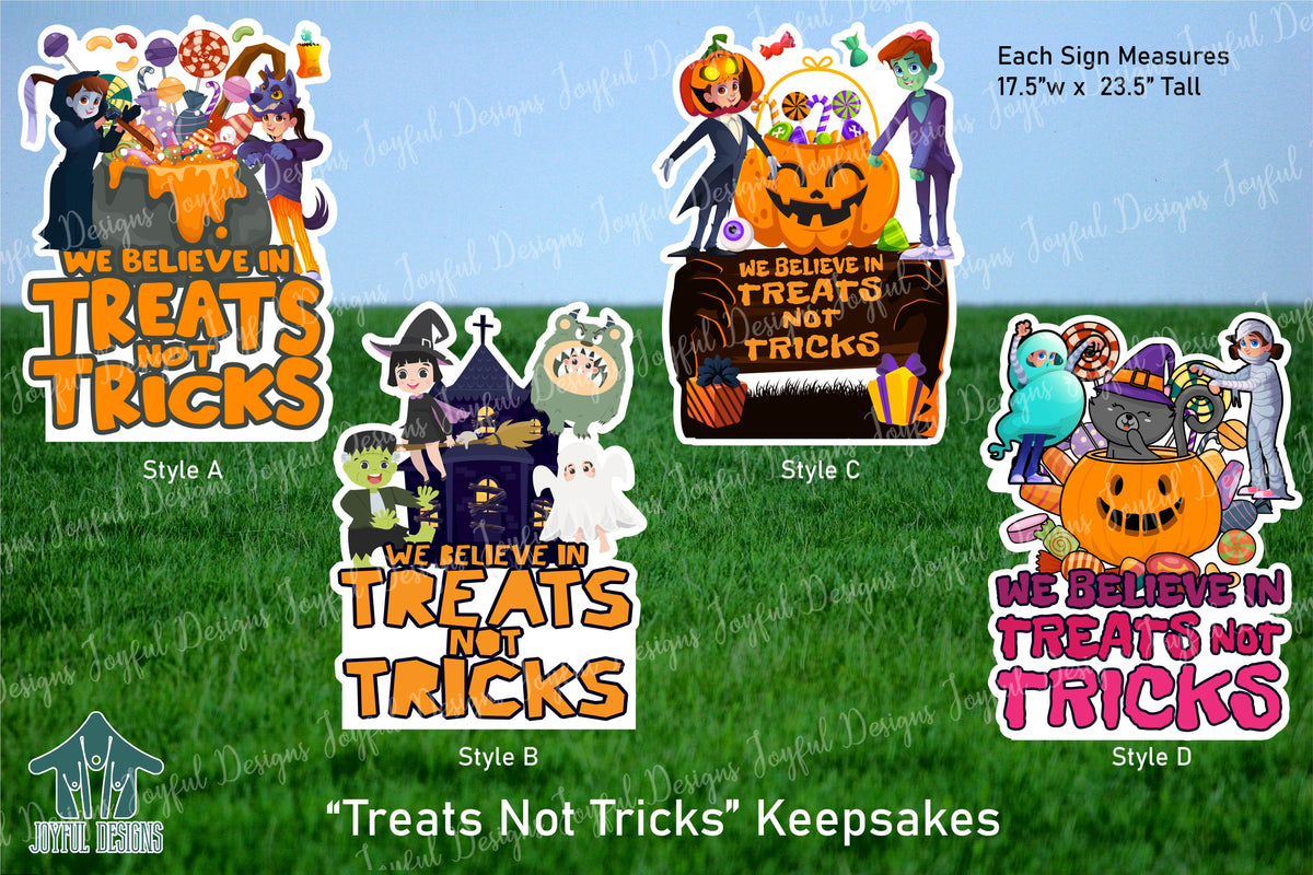 8 - Treat Not Trick Halloween Keepsake Signs