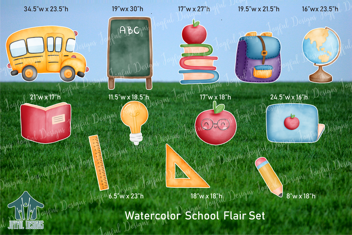 Watercolor Back to School Flair Set