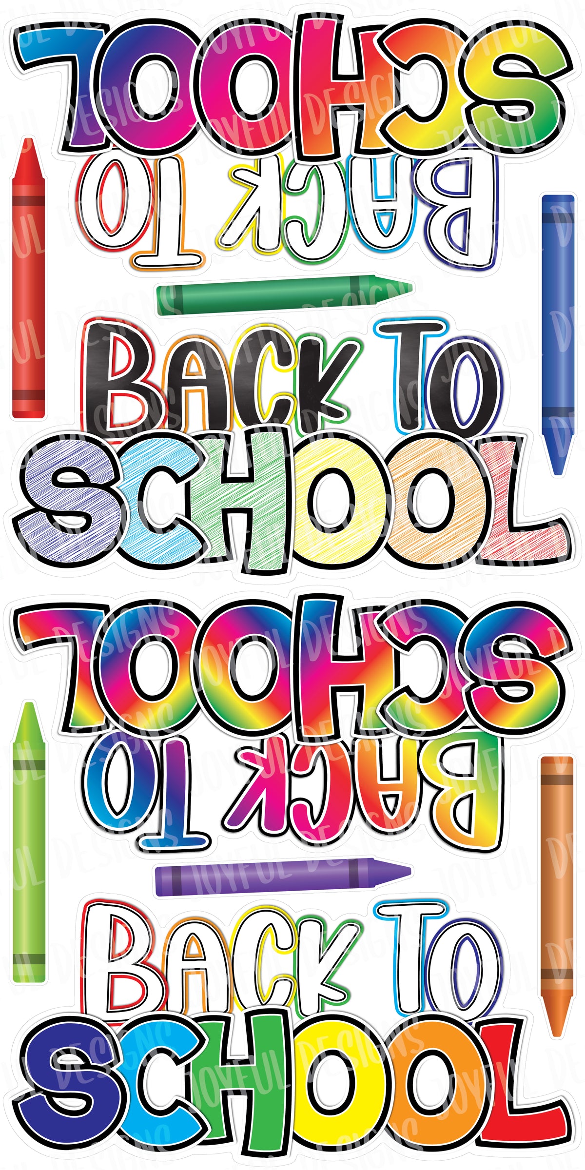 4 Back to School Centerpieces - Bouncy Font - White Background
