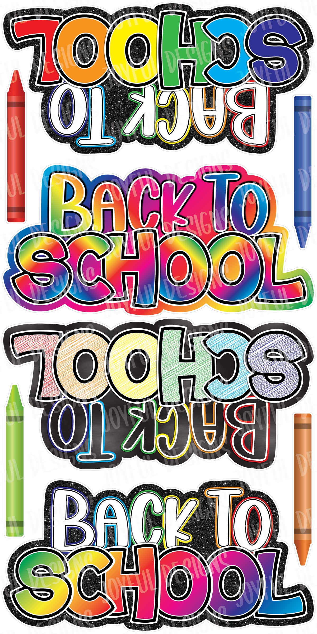 4 Back to School Centerpieces - Bouncy Font - With Backgrounds