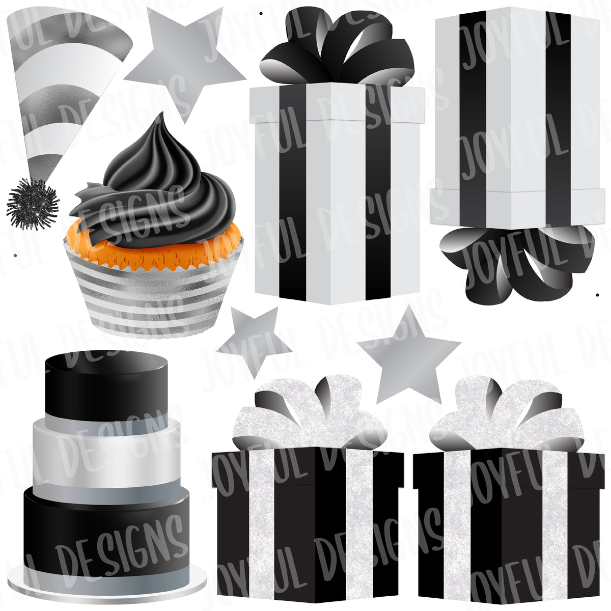 Black, White & Silver Birthday Flair Half *From the ONE AND DONE set*