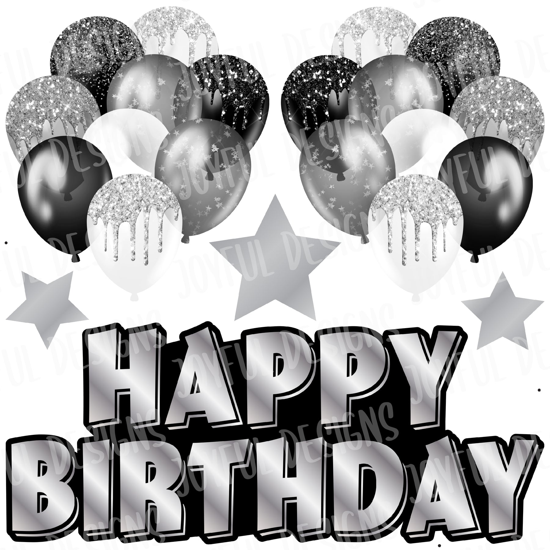 Black, White & Silver Birthday Centerpiece & Balloons *From the ONE AND DONE set*