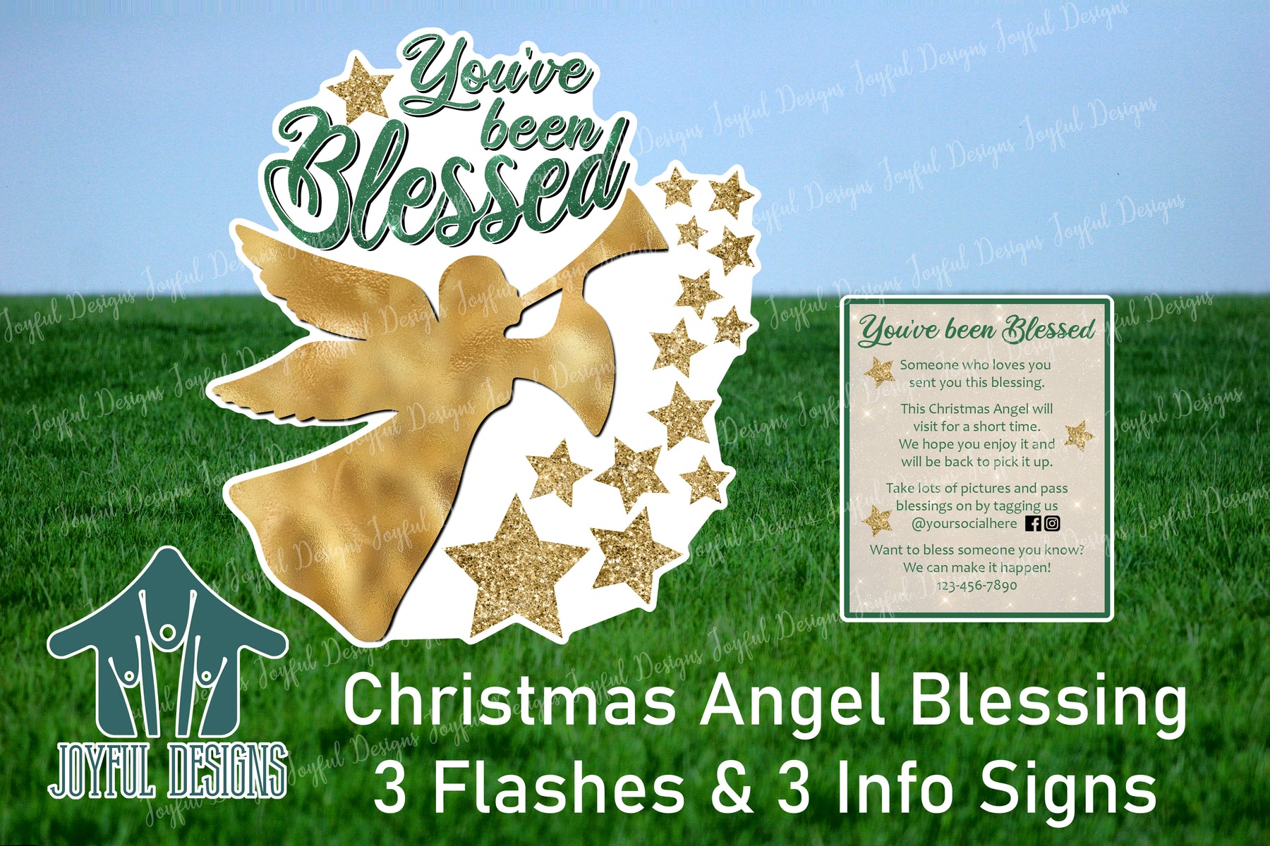 Christmas Angel Blessing - 3 Centerpieces and 3 Info Signs