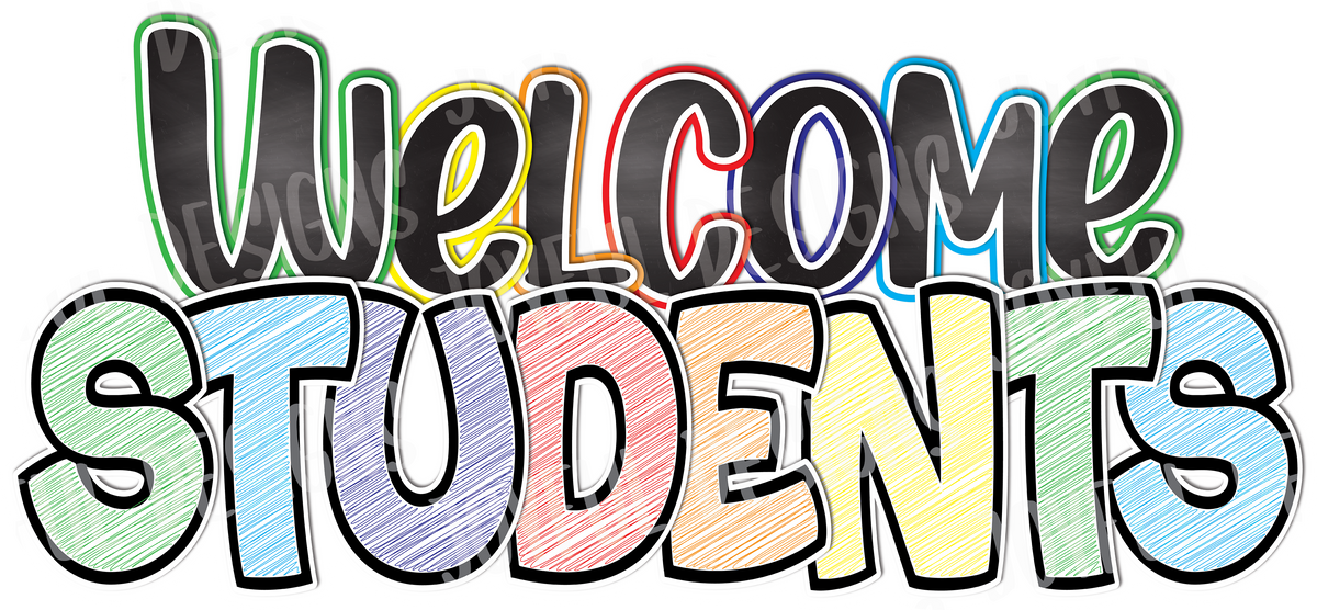 4 Welcome Students Centerpieces - Bouncy Font - White Background