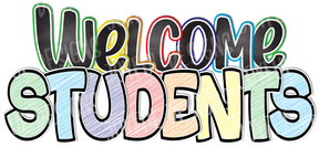 4 Welcome Students Centerpieces - Bouncy Font - White Background