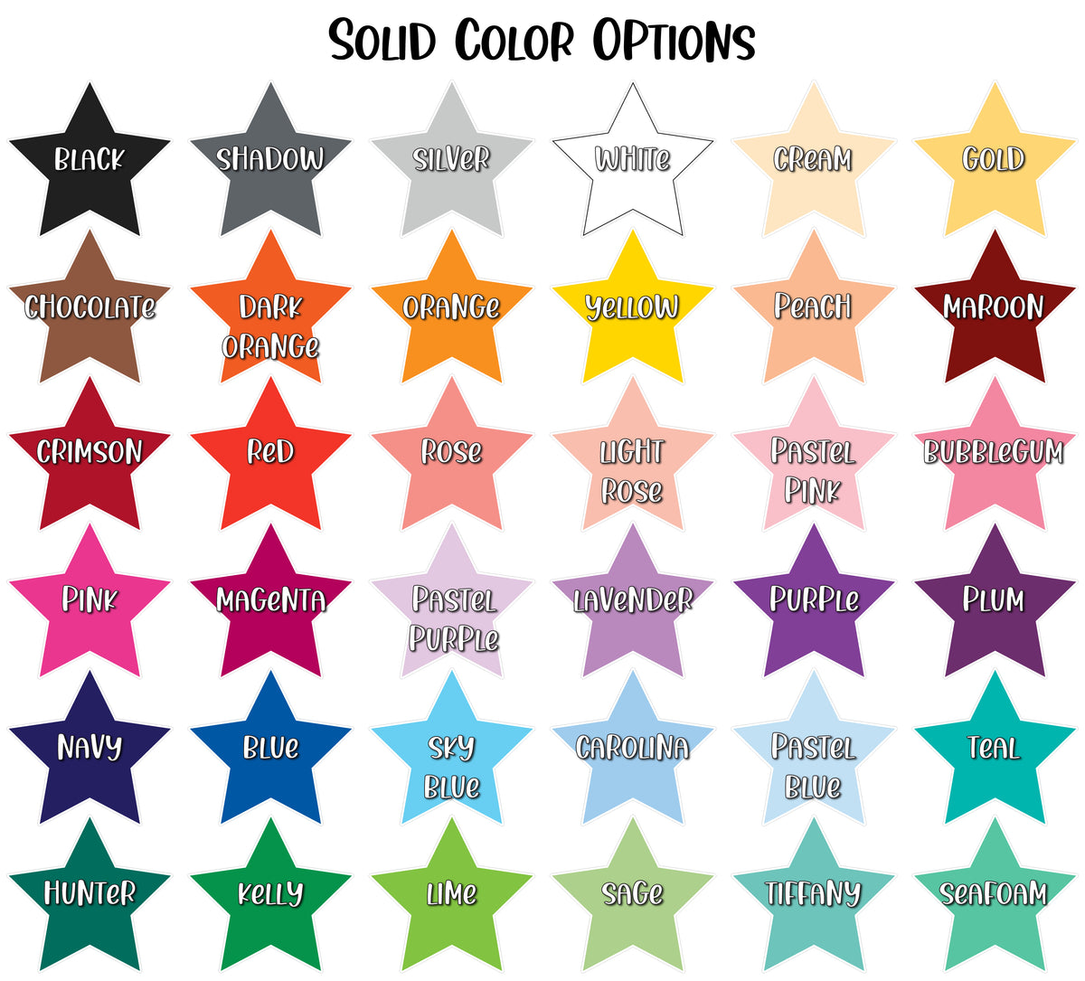 18 inch Stars - 18 stars per order - Pick 9 Colors