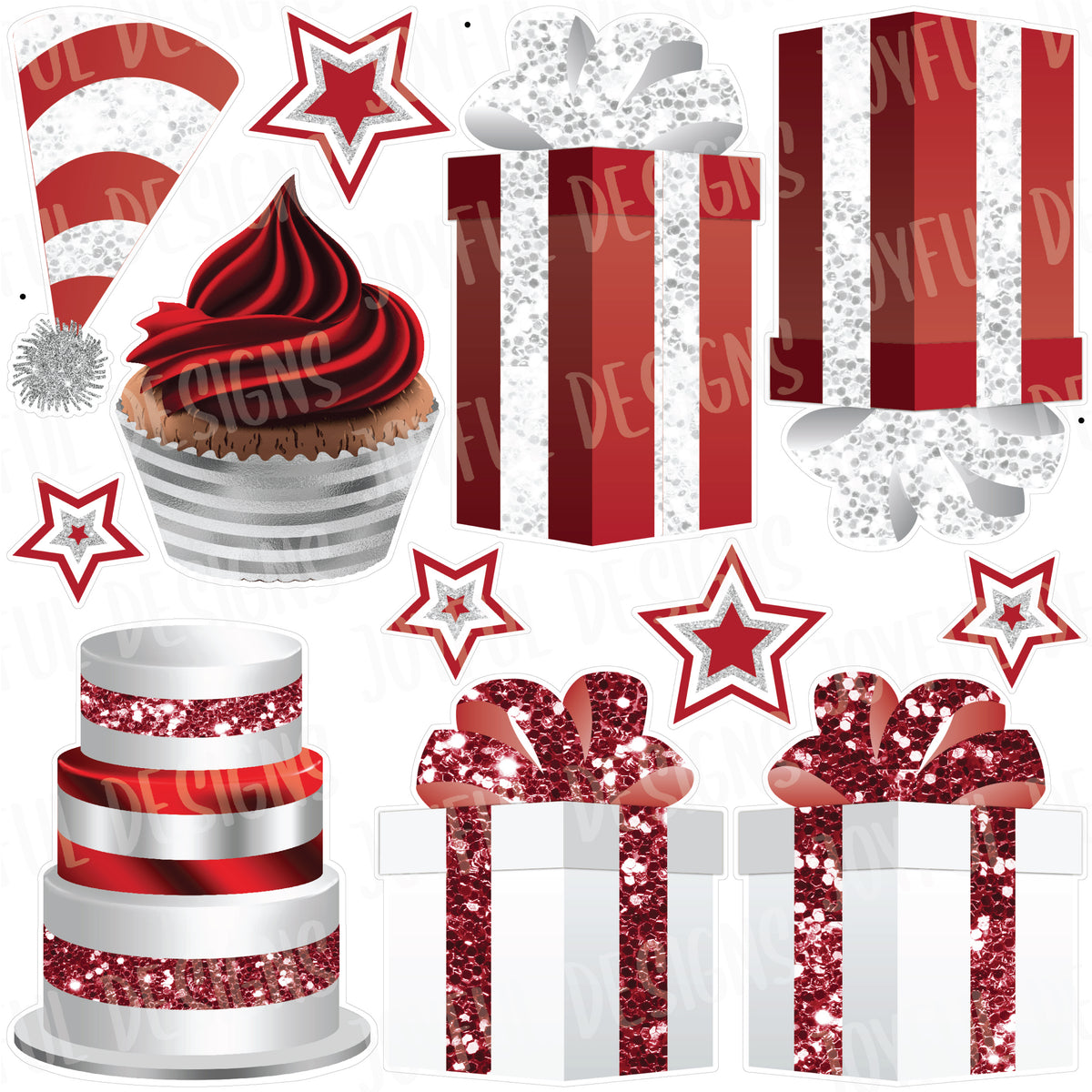 Crimson & White Birthday Flair Half from "One and Done" Set