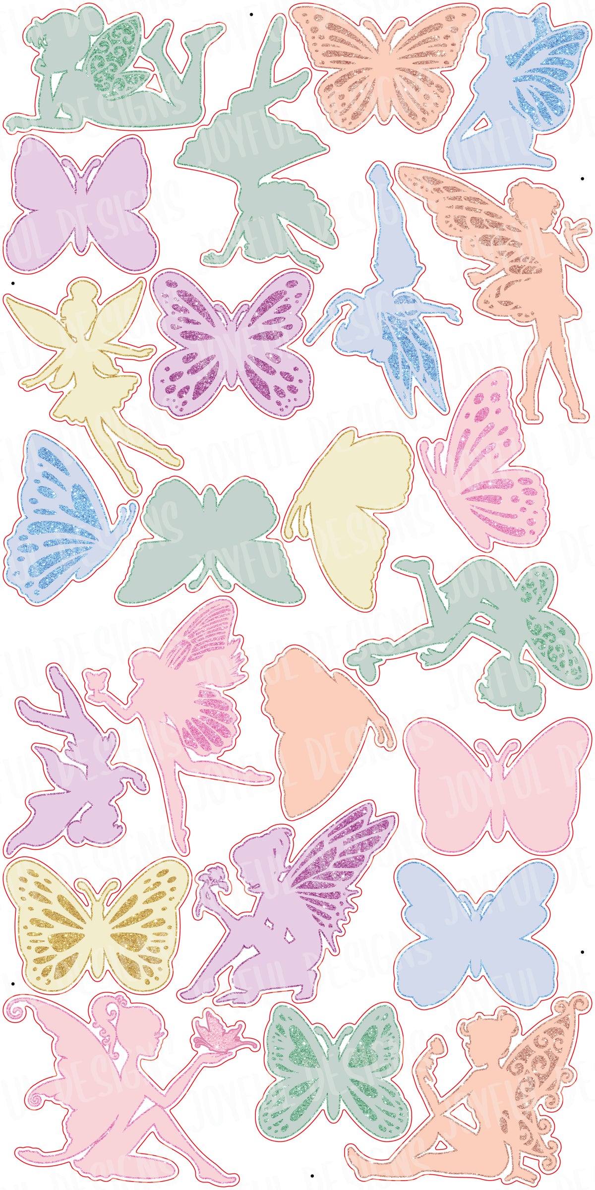 Pastel Fairies & Butterfly Silhouettes