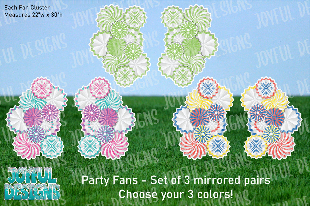 Party Fan Clusters - Set of 3 mirrored pairs - choose your colors!