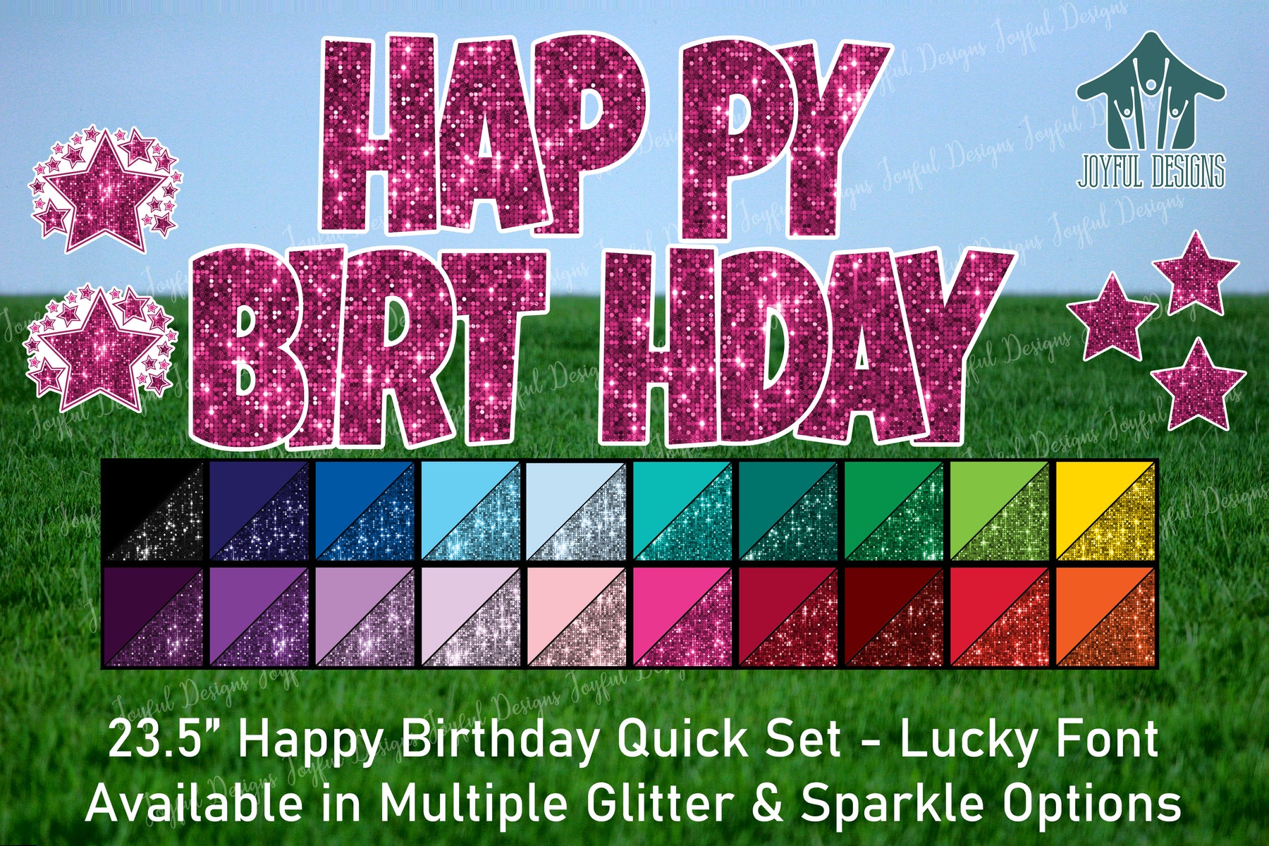 23.5" Happy Birthday Quick Set - Lucky Font