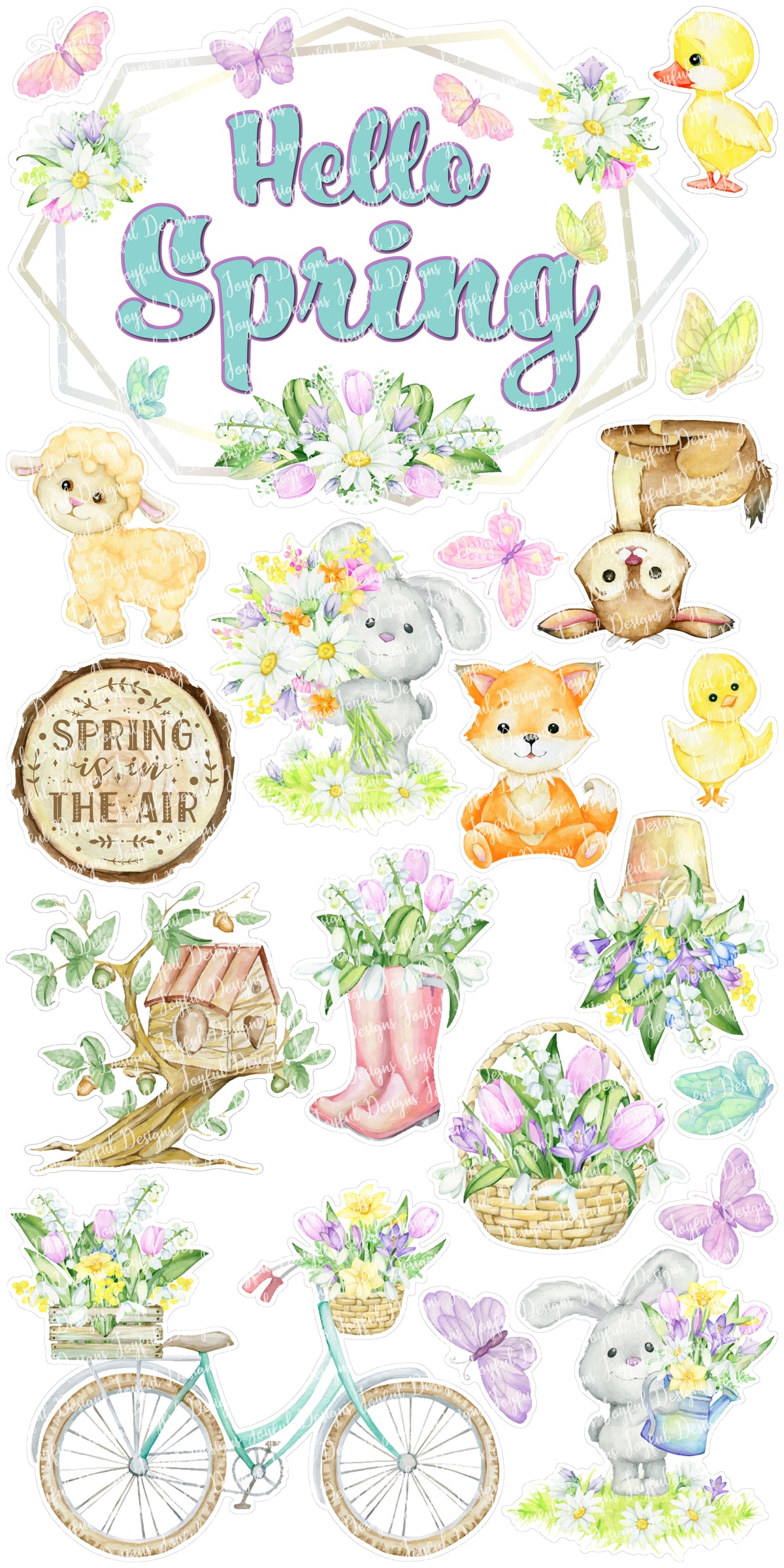 Hello Spring Centerpiece and Flair w Baby Animals