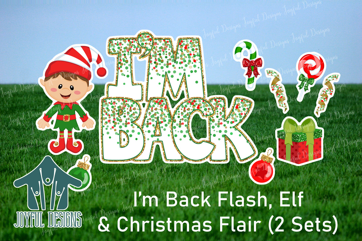 I'm Back Christmas Elf Centerpiece - 2 Sets