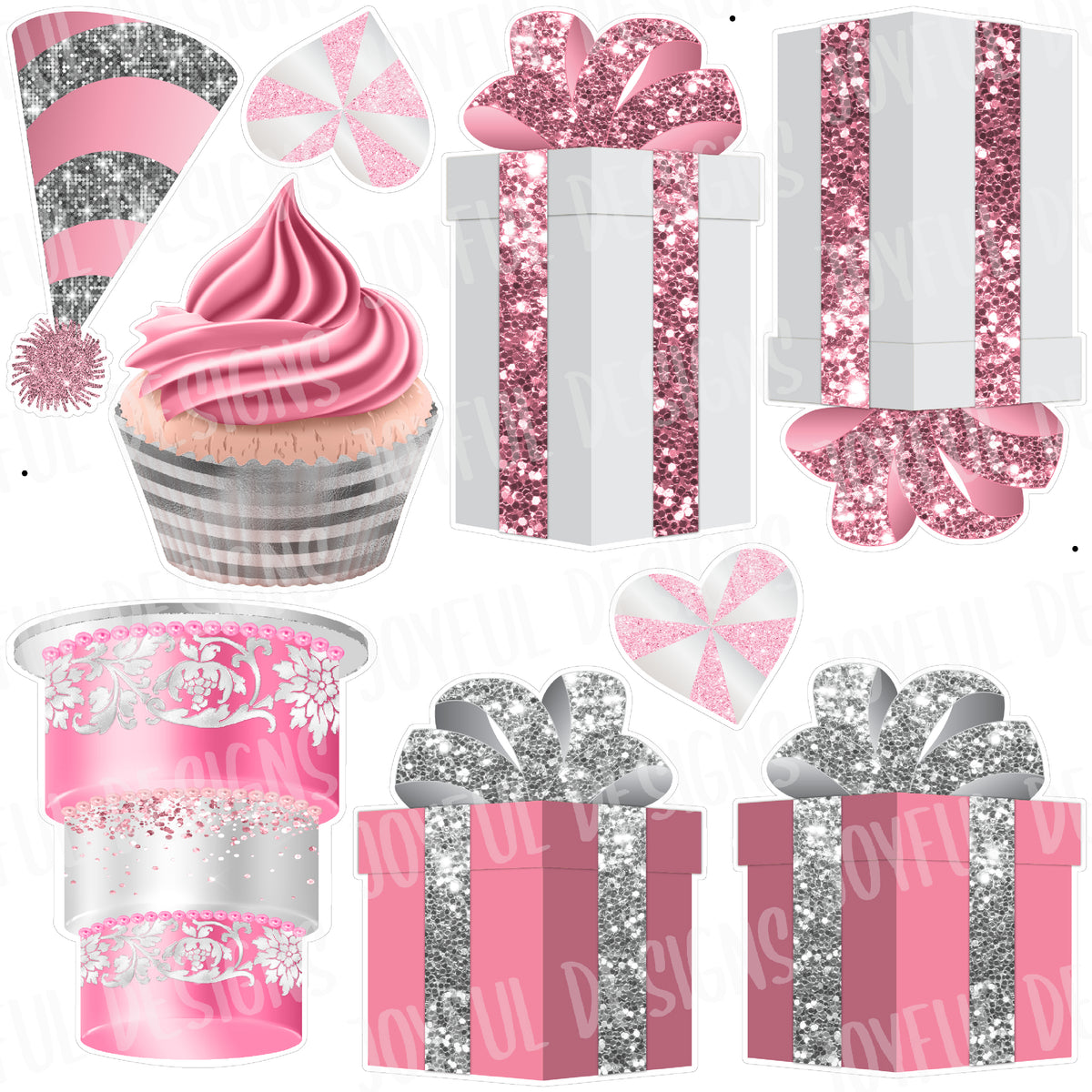 Light Pink & Silver Birthday Flair Half *From the ONE AND DONE set*