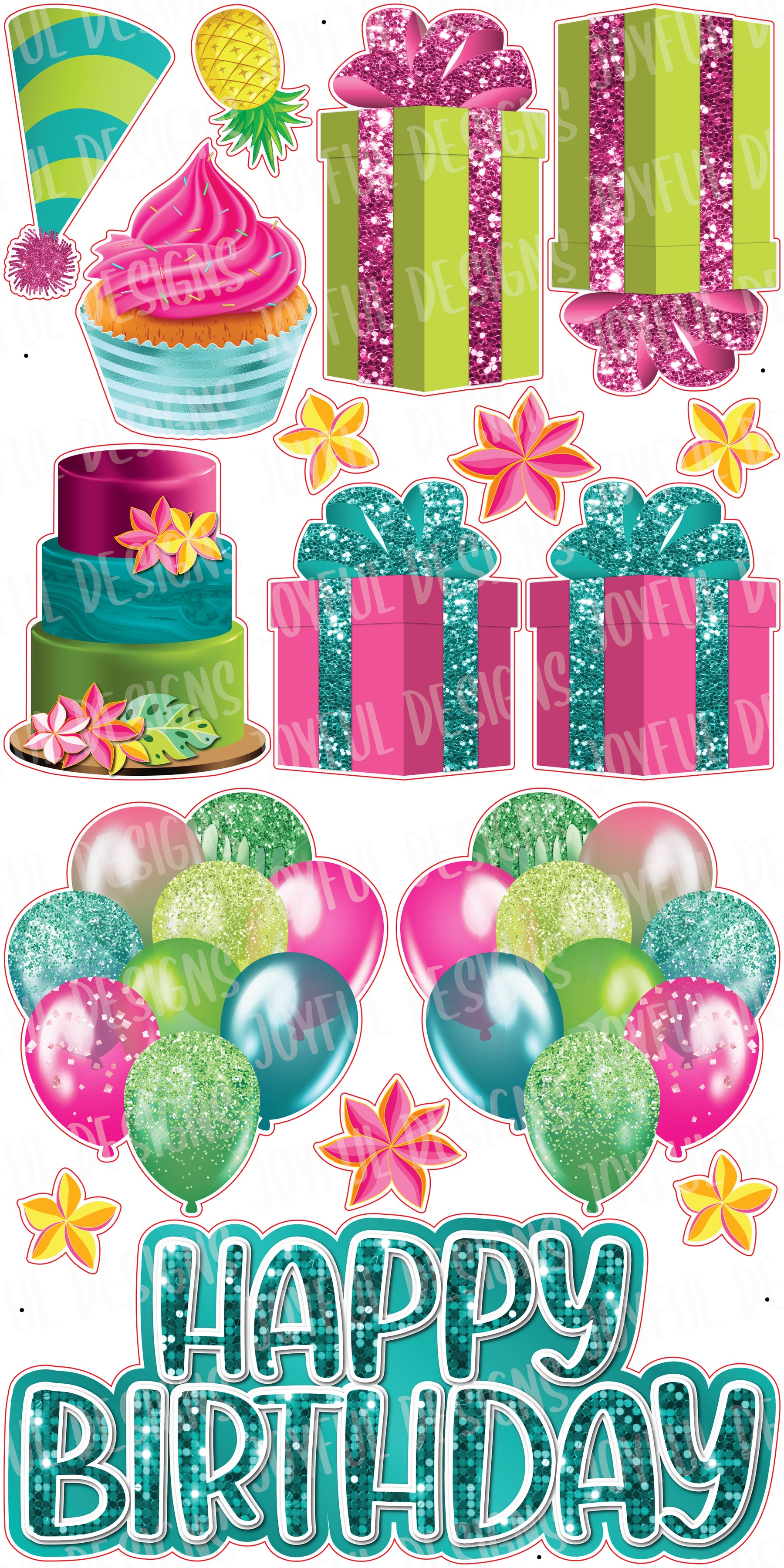 Luau "One and Done" Birthday Set with New Centerpiece Style