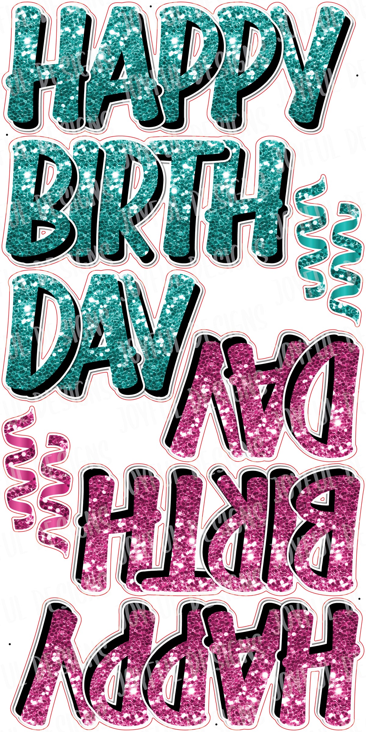 17" Happy Birthday Quick Set Playful Font - Pick 2 Colors