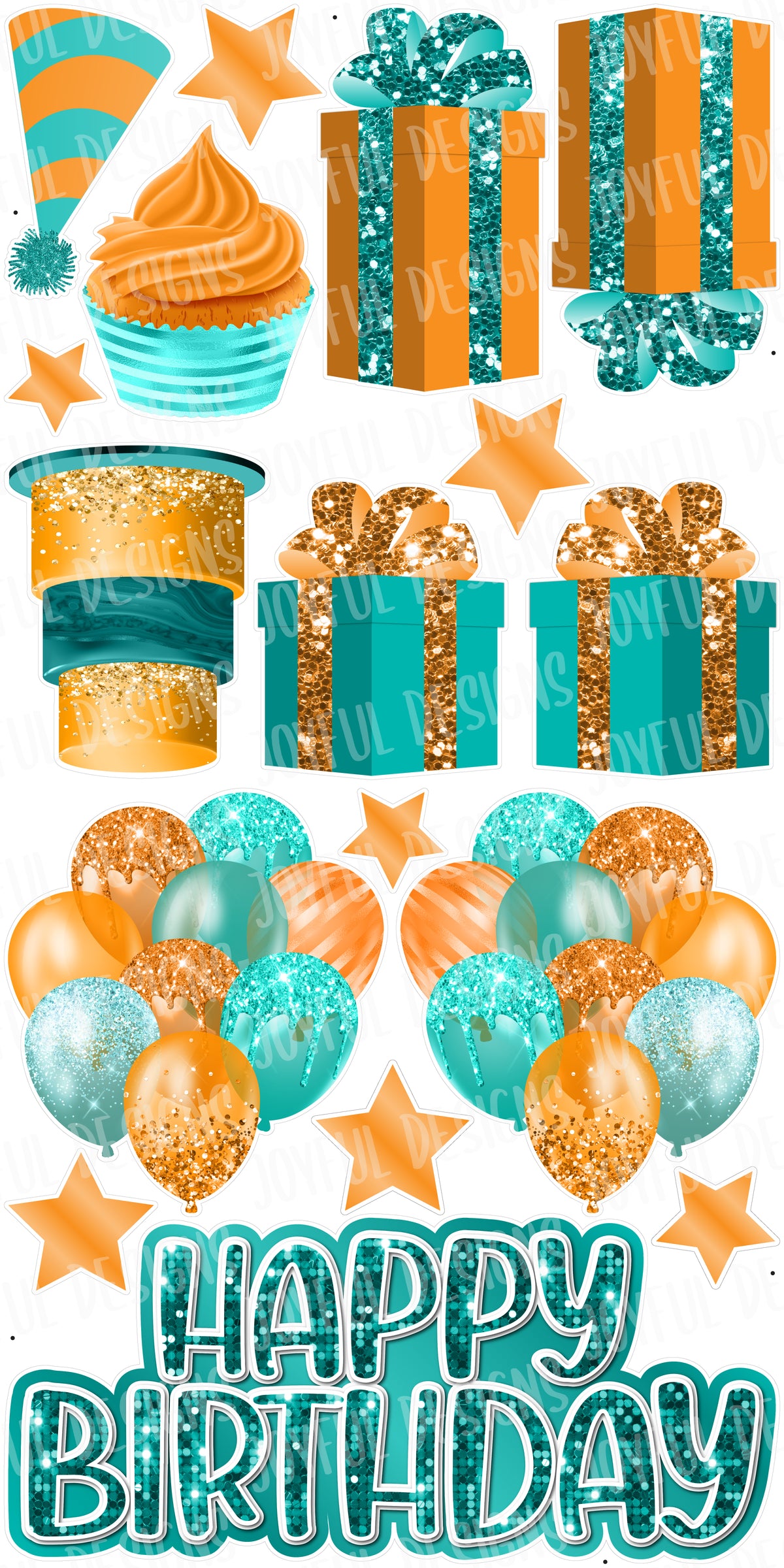 Orange and Teal "One and Done" Birthday Centerpiece and Flair - 2 Centerpiece Options