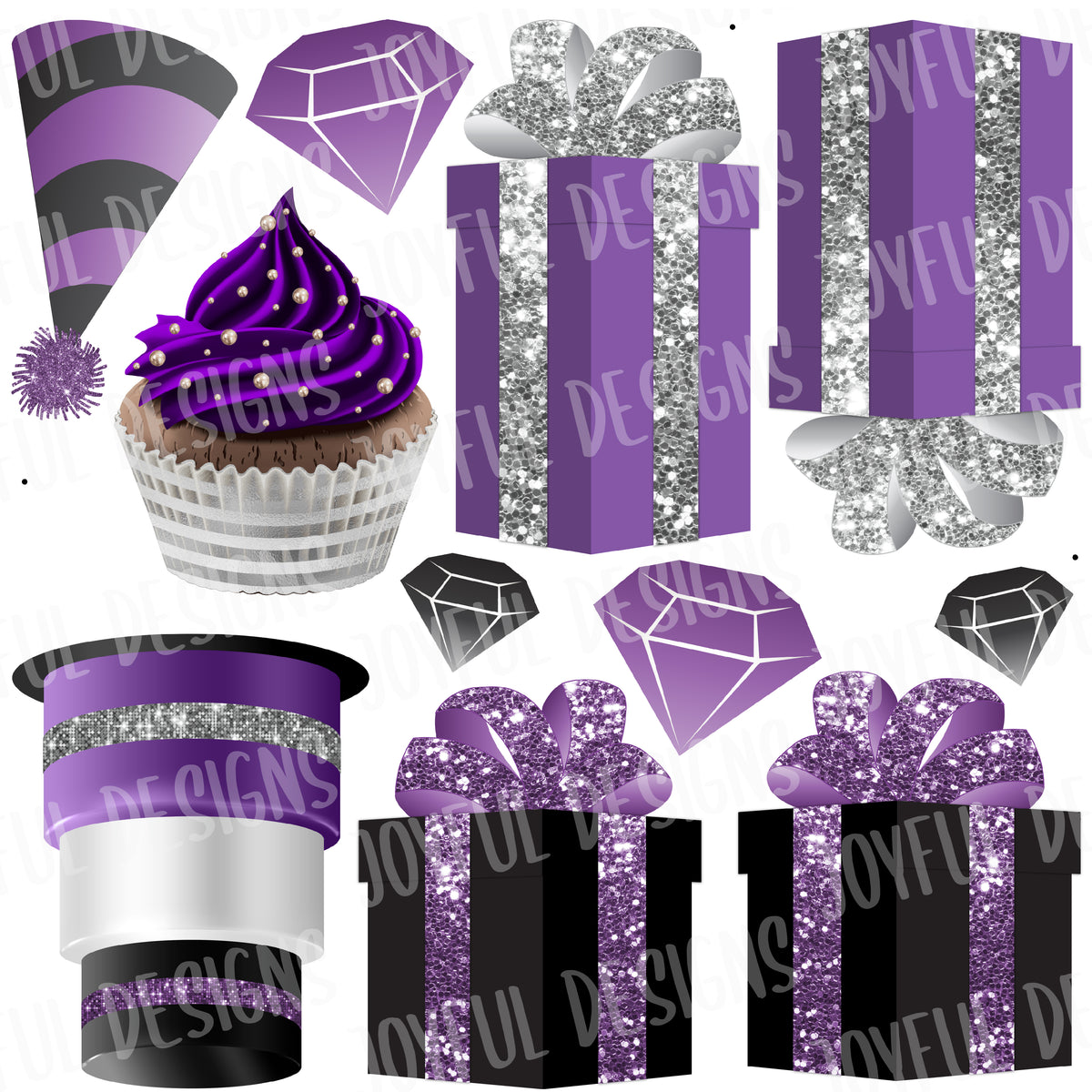 Purple Black & Silver Birthday Flair *From the ONE AND DONE set*