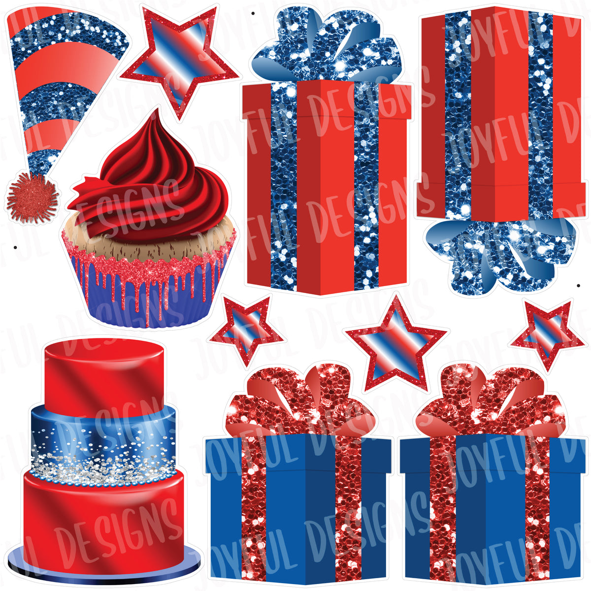 Red and Blue Birthday Flair Half from "One and Done"