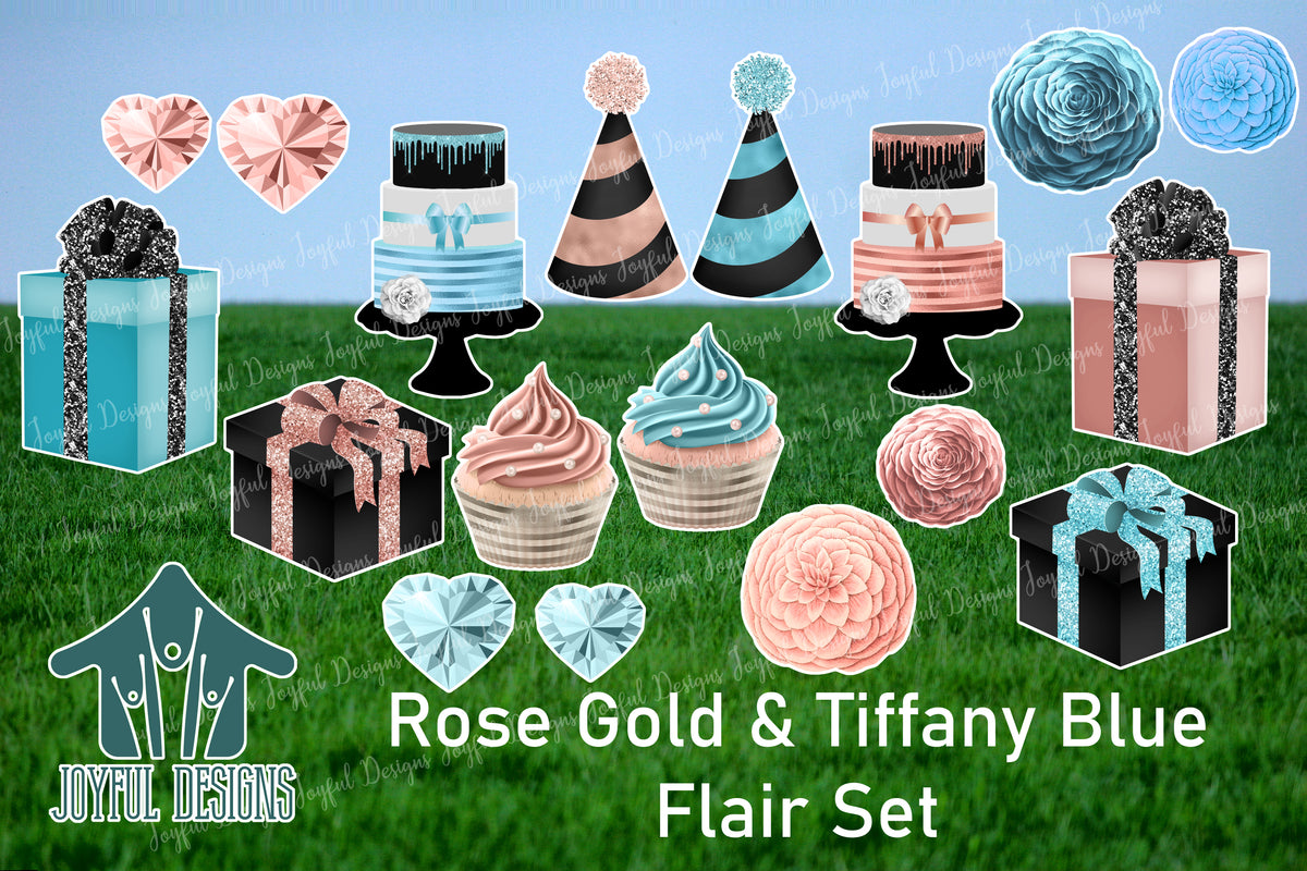 Rose Gold & Tiffany Blue Flair Set - 18 Pieces