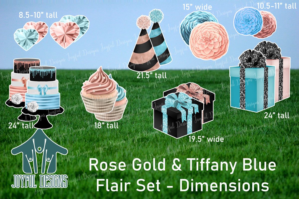 Rose Gold & Tiffany Blue Flair Set - 18 Pieces
