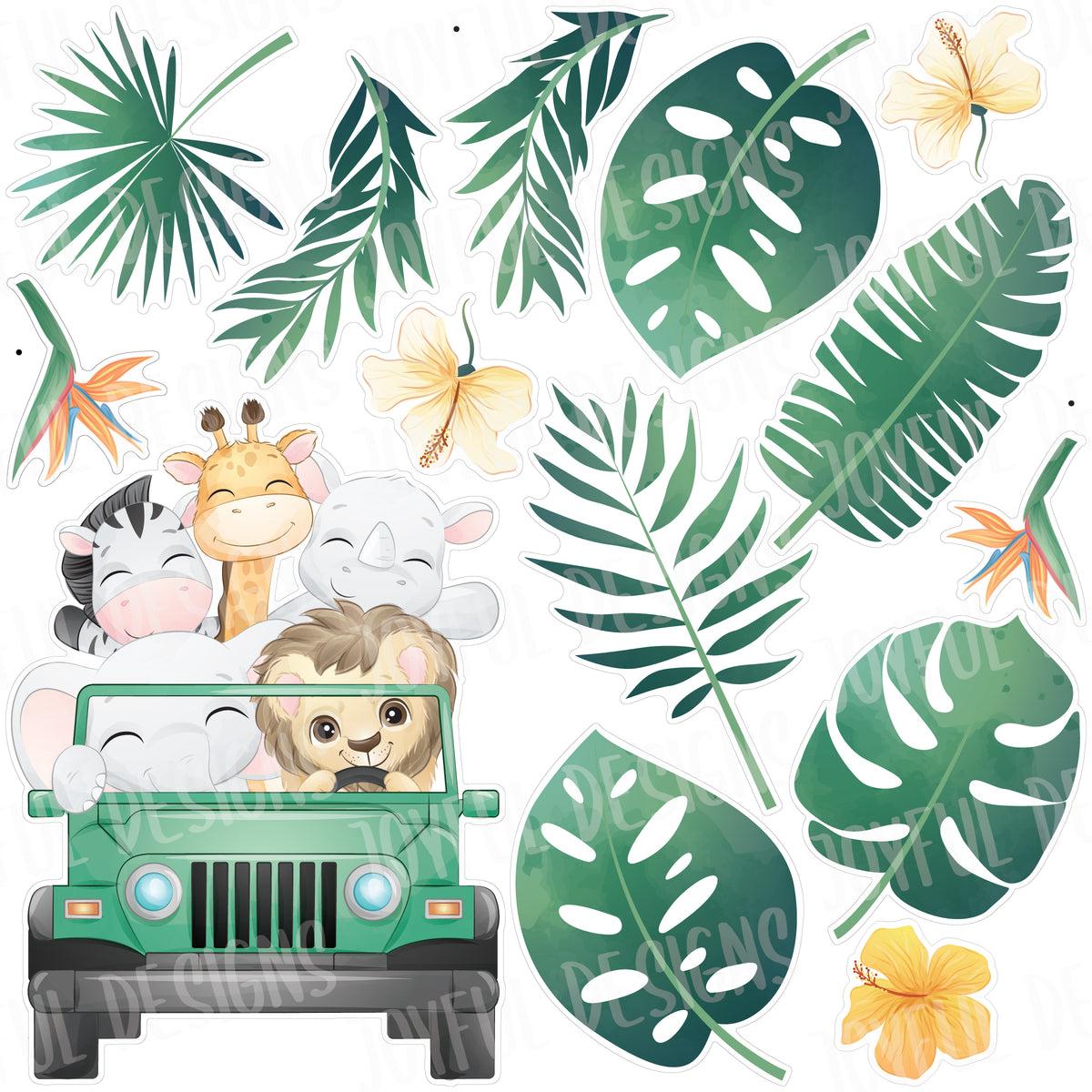 Safari Truck & Leaves Half Theme