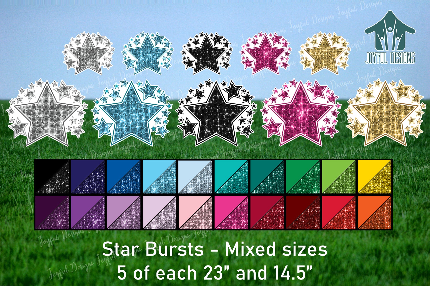 23" & 14.5" Star Bursts - 5 of each size - 10 Pieces - Choose your colors