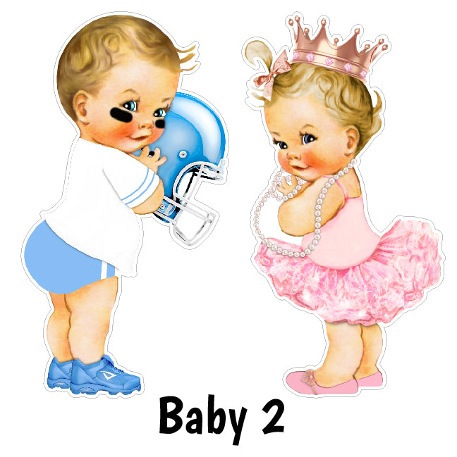 Touchdowns or Tutus Gender Reveal Centerpiece and Flair Set - Choose from 5 baby styles