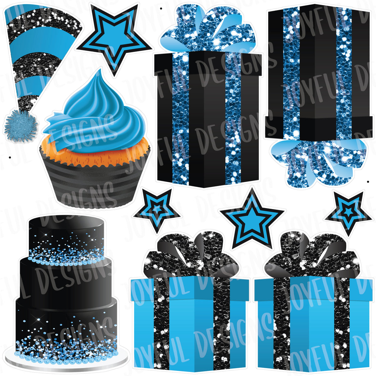 Turquoise & Black Birthday Flair Half from "One and Done" Set